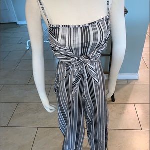 Derek Heart Black and White Striped Jumpsuit